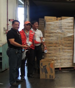 From left are: Mr. Joemil S. Montebon, executive director of KDFI, Mr. Herbert Duron, administrative officer of the DSWD Field Office XI and Mr. Camilo A. Sevilla, BoC Acting Customs Examiner , holding a sample of instant cup noodles donated by Dole. From left are: Mr. Joemil S. Montebon, executive director of KDFI, Mr. Herbert Duron, administrative officer of the DSWD Field Office XI and Mr. Camilo A. Sevilla, BoC Acting Customs Examiner , holding a sample of instant cup noodles donated by Dole.