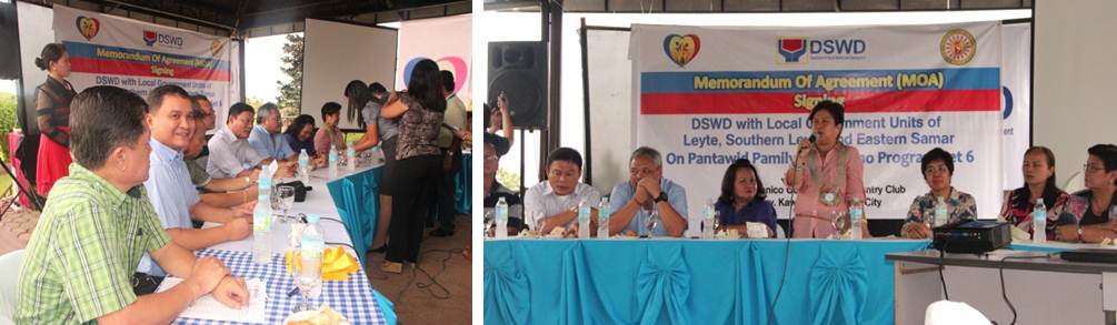 DSWD Secretary Dinky Soliman addresses the local chief executives of Region VIII during the MOA Signing for additional towns under the Pantawid Pamilya.