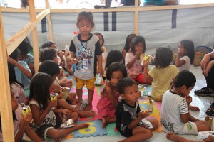 Children at the Grandstand evacuation center continue to attend the psychosocial therapy sessions at the special Day Care Center.