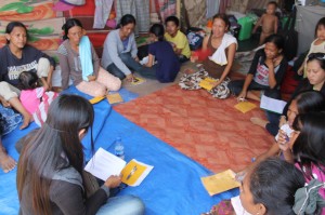 One of the FDS groups at Zone B. Each group consists of 7-15 participants. Sharing one’s experience is a form of debriefing, a release of pent-up emotions according to psychologists