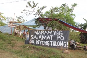 A banner made by Boholanos expressing their gratitude for the help extended to them.