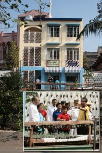 The model unit where the informal settler families in Estero de San Miguel will be relocated. (Inset) President Benigno S. Aquino, DSWD Secretary Corazon Juliano-Soliman and DILG Mar Roxas inspect the model unit.
