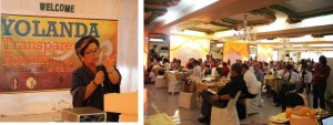 Sec. Soliman presenting updates on DSWD's efforts for 'Yolanda' survivors.