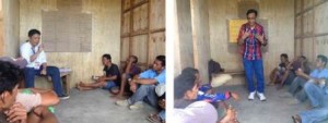 Fathers listen to speakers on how to improve their parenting roles during a lecture at one of the bunkhouse units.