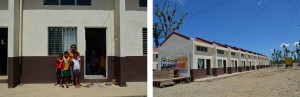 (Left Photo) Criselda Palamos and her children are now, new occupants of one housing unit in Primetown Village. (Right Photo) The houses are built in safe zone where soon-to-be residents will have easy access to their livelihood and transportation.