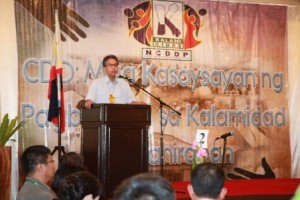 DILG Sec. Mar Roxas gives his keynote message during the program launch.