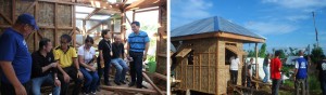 Intercluster members appreciate the nipa hut-style transitional shelters in Brgy. Surok, Guiuan.