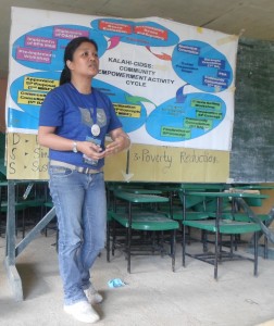 Kalahi CIDSS-NCDDP volunteer Vanessa M. Diez actively participates during the CEAC (Community Empowerment Activity Cycle) orientation in her community.