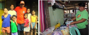 (Left Photo) Leo Moriles and his wife Jocelyn are able to make both ends meet through ‘Trabahong Lansangan,’ DSWD’s partnership with the Department of Public Works and highways where Pantawid Pamilya beneficiaries are provided with employment. (Right Photo) A Pantawid Pamilya beneficiary from Pasig City earns extra income for her family’s needs through their small rag – making business.