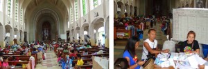 Redemptorist Church evacuation center in Tacloban City. At the church's entrance is an information/ evacuation management center manned by people from the LGU of Tacloban.