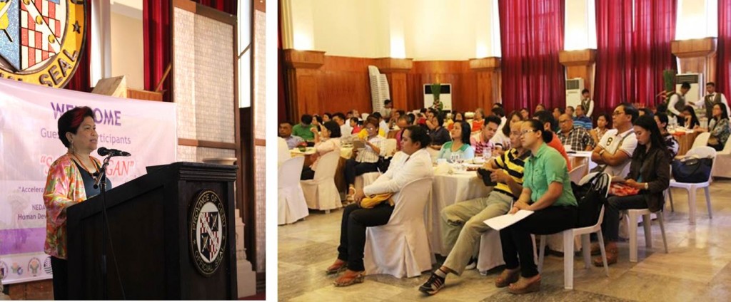 During the launching of the Accelerated and Sustained Anti-Poverty Program in Cebu, Sec. Soliman presents the various government programs that will address poverty.