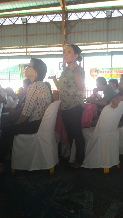 Charo Simara Ablao speaks up about her community during one of the Kalahi-CIDSS assemblies in Barangay Balaring in General Mamerto Natividad, Nueva Ecija.