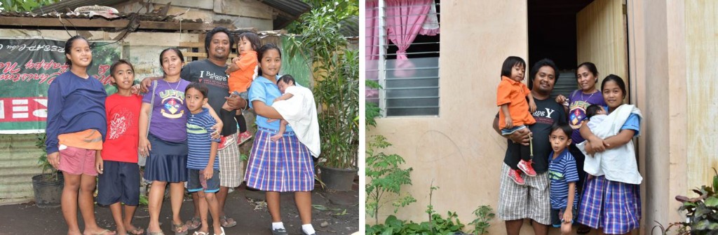 (Left photo) Despite formerly residing near a dumpsite in Cebu, members of the Roble Family persevered until they realized their dream of owning a simple house in a decent subdivision (right photo).