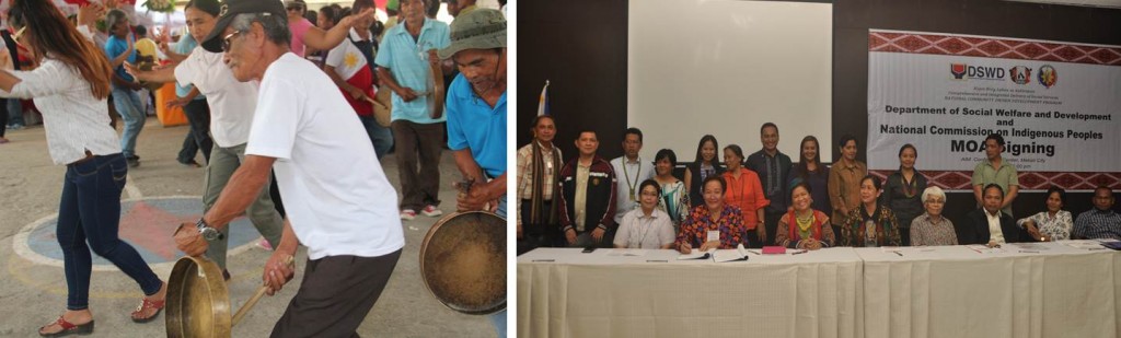 (Left Photo) Kalahi-CIDSS is helping the Bago tribe of Quirino, Ilocos Sur preserve their culture. (Right Photo) According to Secretary Corazon Juliano-Soliman, the MOA signing between DSWD and NCIP on the implementation of Kalahi-CIDSS will "bring out the power of peace, people, and time."