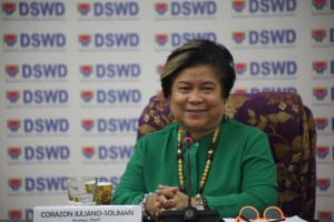 DSWD Sec. Soliman beams as she interacts with members of media during her last press briefing this afternoon where she disccussed the various milestones achieved by the Department during the Aquino Administration.  She thanked the media for their support to her  six years of leadership at the Department. 