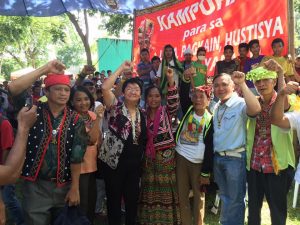 Department of Social Welfare and Development (DSWD) Secretary Judy M. Taguiwalo joins the leaders of the Lumad and Moro groups as they express their unity pact in pursuit of peace and development in their ancestral homes during the celebration of the Solidarity Festival in Koronadal, South Cotabato.