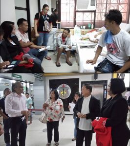 Photo 1: Department of Social Welfare and Development (DSWD) Undersecretary Vilma B. Cabrera speaks with Davao blast survivors in the Southern Philippines Medical Center (SPMC) to check their condition and additional needs. Photo 2: Southern Philippines Medical Center (SPMC) Director Leopoldo J. Vega updates the DSWD Undersecretaries Cabrera and Mateo Montano and DSWD Assistant Director for Operations Rebecca A. Santamaria about the current state of the blast survivors and how to improve their coordination with the Department on monitoring the condition of the victims.