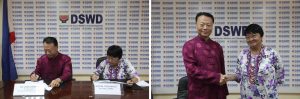 Department of Social Welfare and Development (DSWD) Secretary Judy M. Taguiwalo signs a Memorandum of Understanding (MOU) with H.E. Zhao Jianhua, Ambassador of the People's Republic of China to the Republic of the Philippines, to formalize the P100,000,000 cash donation of the Chinese government to finance development and anti-poverty programs of the Duterte administration.