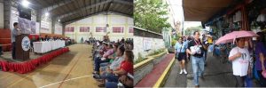 Left photo: DSWD Assistant Secretary for Special Concerns Jose Antonio Hernandez shares the DSWD's planned programs for the rehabilitation of drug surrenderers during the community clean-up drive yesterday in Talisay, Batangas. Right photo: DSWD Social Marketing Service Director Joel Espejo leads a team of information officers in the conduct of information drive in Talisay town proper during the "Linis Bayan."