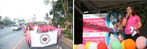 Photo 1: Employees from various offices, bureaus and units of the Department of Social Welfare and Development (DSWD) march for legal adoption awareness during the "Walk for Legal Adoption" at the Quezon City Memorial Circle. Photo 2: DSWD Protective Services Bureau (PSB) Director Ma. Alicia Bonoan calls for strengthened advocacy on legal adoption and increased public awareness against the discrimination of adopted children during the gathering of adoptive families and partner agencies.