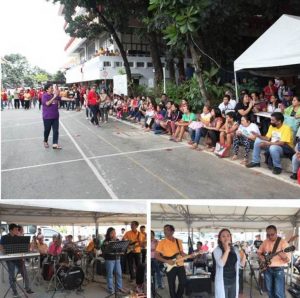 Department of Social Welfare and Development (DSWD) Secretary Judy M. Taguiwalo (top photo) addresses clients of the Crisis Intervention Unit (CIU) to enjoy the Valentine's Day performance dedicated by the DSWD Opism8 Band (bottom photo) to them.