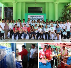 Photo 1: DSWD Secretary Judy M. Taguiwalo (first row, fourth from left) poses with the Sustainable Livelihood Program beneficiaries of DSWD-Field Office (FO) in Negros Island Region who graduated from Technical Vocational courses provided by Technical Education and Skills Development Authority (TESDA)-accredited institutions in the region. Also included in the picture are the local executives of Himaymalayan City and FO-NIR officials and staff. Photo 2: Sec. Taguiwalo inspects the Water Refilling Station turned-over to 89 Pantawid Pamilya Pilipino Program (4Ps) beneficiaries in Barangay Aguisan. Photo 3. The Secretary leads the inauguration and turn-over of 52 Food Carts and Starter Kits to the Food Processing graduates, together with the Himaymalayan City local executives and FO-NIR officials.