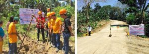 The Department of Social Welfare and Development (DSWD) Field Office (FO) XI with New Corella Mayor Rhodora S. Alcoran lead the groundbreaking ceremony for the new tribal hall (photo 1) and inauguration of the new road structure (photo 2) for the residents of Barangay Suawon through the Kapit-Bisig Laban sa Kahirapan – Comprehensive Integrated Delivery of Social Service or Kalahi-CIDSS project. 