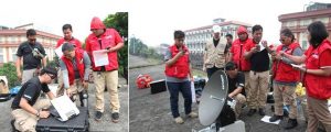 Members of the DSWD Rapid Emergency Telecommunications Team testing the different communications equipment at the Balauarte de San Andres in Intramuros.