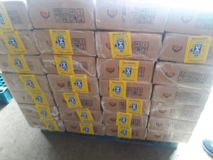 The family food packs of the Department of Social Welfare and Development (DSWD) ready for loading by the Cebu Pacific Airlines, to be transported for the Boracay closure affected families