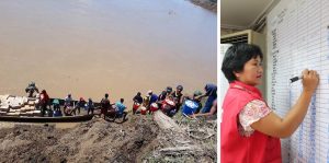 (Left photo) Volunteers and members of the Municipal Action Team (MAT) of Sto. Niño, Cagayan unload relief items for delivery to the isolated community of Sitio Potia, Brgy. Dibibi. (Right photo) Constancia Domingo, a social worker of the Disaster Response Information Management Section of the Department of Social Welfare and Development (DSWD) Field Office (FO) II, updates the consolidated data on families affected by Typhoon Ompong.