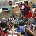 Stranded construction workers in the University of the Philippines (UP) Diliman receive hygiene kits and family food packs from the Department of Social Welfare and Development (DSWD).