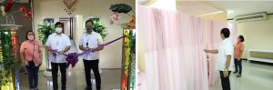 Department of Social Welfare and Development Secretary Rolando Joselito D. Bautista leads the ribbon cutting ceremony and inspection of the DSWD Isolation Facility for employees who tested positive for COVID-19. Assisting the Secretary are Undersecretary Danilo G. Pamonag and Assistant Secretary Joseline P. Niwane.