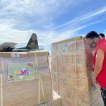 Department of Social Welfare and Development (DSWD) Region VII Director Rebecca Geamala inspects the donations provided by the Taipei Government for Typhoon Odette victims.