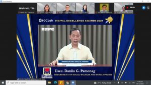 Undersecretary Danilo G. Pamonag delivers the acceptance speech of the Secretary for the GCash Digital Excellence Awards.