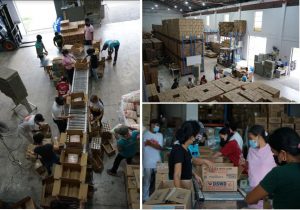 Staff of DSWD-Field Office 7 and volunteers repack relief supplies at the warehouse of the Field Office in Cebu City.