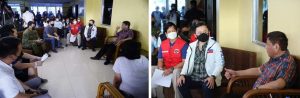 President Rodrigo Roa Duterte is joined by DSWD Secretary Rolando Joselito Bautista and Senator Bong Go as he visits Caraga which was hit by Typhoon Odette. (photo credits: Sen. Bong Go Facebook Account)