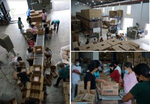 Staff of DSWD-Field Office 7 and volunteers repack relief supplies at the warehouse of the Field Office in Cebu City.