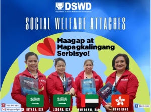 Four new Social Welfare Attachés (SWAtts) of the Department of Social Welfare and Development (DSWD), namely (from left to right): Ms. Rosemarie F. Alvez, Ms. Narrabelle Z. Bue, Ms. Josephine B. Macalagay, and Ms. Remilene C. Marcelino are now ready to assist overseas Filipinos in their respective Foreign Service Posts.