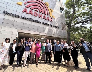 Representatives from the DSWD and PSA visit the Unique Identification Authority of India (UIDAI) during the Knowledge Exchange Visit as part of their benchmarking effort to gain experience in the design and implementation of digital identification systems and digital delivery of social protection