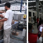 Volunteers repack relief supplies using the re-installed Mechanized Production System (MPS) of the Visayas Disaster Resource Center (VDRC).