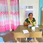 Left photo: Chelia Suelo in her junior high school graduation Toga proudly holding her diploma (left photo). Right photo: Chelia performs her tasks as barangay health worker.