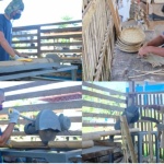 Members of the Talisayan Municipal Federation of Persons with Disability showcase their skills in doing bamboo crafts and bilao.