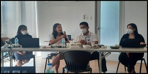 The team from the Department of Social Welfare and Development-Standards Bureau composed of (from left) Social Welfare Officer II Rasnaida B. Gara, Social Welfare Office IV Cielo Marie P. Marmol, Director Justine Batocabe interviews a social worker from a Social Welfare and Development Agency as part of the on site validation.
