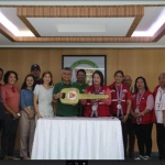 DSWD Undersecretary Vilma B. Cabrera receives the symbolic key from Oriental Mindoro Governor Humerlito Bonz Dolor which marks the turnover of the warehouses and satellite office to the Department. DSWD officials and provincial and municipal local chief executives witness the turnover.
