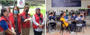 (From left to right) Assistant Secretary Irene Dumlao, Undersecretary Vilma Cabrera, Assistant Secretary Diana Rose Cajipe,  and DSWD-Field Office XII staff, Norhata Benito, observe the processes for decommissioning of members of the Moro Islamic Liberation Front on October 24 in Sultan Kudatat, Maguindanao.