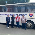 Mr. Vincent P. Eltagon (2nd from right), Administrative Officer IV of the Administrative Service (AS) General Services Division is holding the accomplished checklist handed over by the Department of Energy (DOE) representative, Senior Science Research Specialist Simon S. Leonor (2nd from left), as a result of the spot check indicating 100% compliance of the Department of Social Welfare and Development (DSWD) with the government's Energy Efficiency and Conservation (EEC) measures. Also in photo, from left: Mr. John Michael L. de Pedro, Administrative Officer III, AS Building and Grounds Management Division; and Engr. Ronald T. Vegim, Administrative Officer V, AS Building and Grounds Management Division.