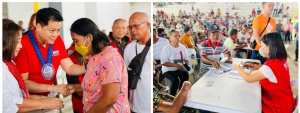 DSWD Secretary Rex Gatchalian monitors the distribution of social pension for the indigent senior citizens in the Municipality of Dapa, Surigao Del Norte.