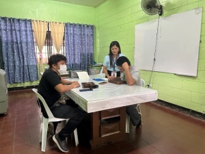 Persons with disabilities enrolled in the social rehabilitation class at the NVRC undergo skills training.