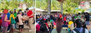 DSWD Secretary Rex Gatchalian leads the distribution of family food packs on Saturday, March 4, to the families affected by the oil spill brought by the sunken motor tanker Princess Empress in Oriental Mindoro.