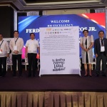 President Ferdinand R. Marcos, Jr, joined by (from left to right) Civil Service Commission Chairperson Karlo Nograles, National Economic Development Authority Secretary Arsenio M. Balisacan, Department of Social Welfare and Development Secretary Rex Gatchalian, Department of Health Officer-in-Charge Secretary Maria Rosario Singh-Vergeire, BangsaMoro Autonomous Region in Muslim Mindanao Chief Minister Ahod Ebrahim, and World Bank Country Director Ndiamé Diop, stands proudly after signing the commitment wall to support the Philippine Multi-Sectoral Nutrition Project to address undernutrition and stunting of children in the country on Wednesday, March 29, 2023.